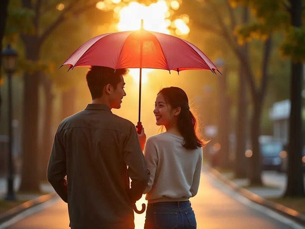 Tạo cảm giác an toàn cho phái đẹp khi che ô cùng nàng dạo phố