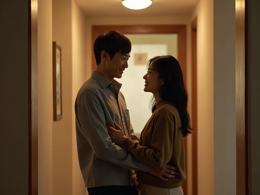 Con gái sẵn sàng không gian riêng bước vào nhà anh với nụ cười thoải mái