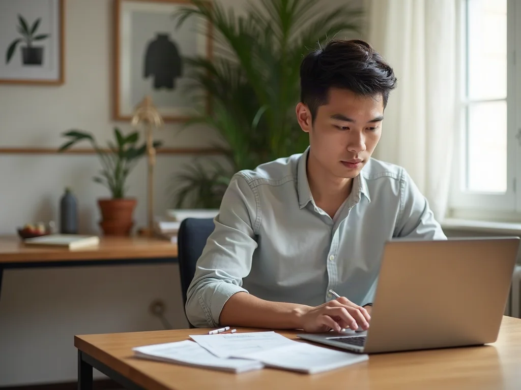 Quản lý tài chính cá nhân hiệu quả cho đàn ông tại bàn làm việc