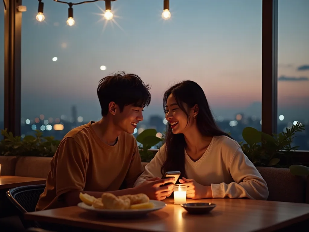 Buổi hẹn hò ngẫu hứng trên sân thượng thành phố về đêm