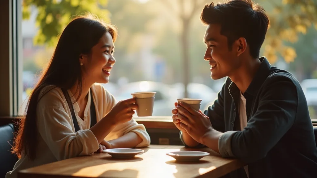 Cưa lại từ đầu bằng lời xin lỗi chân thành và trò chuyện cởi mở Cặp đôi châu Á trò chuyện xoa dịu mâu thuẫn để hàn gắn và cưa lại từ đầu