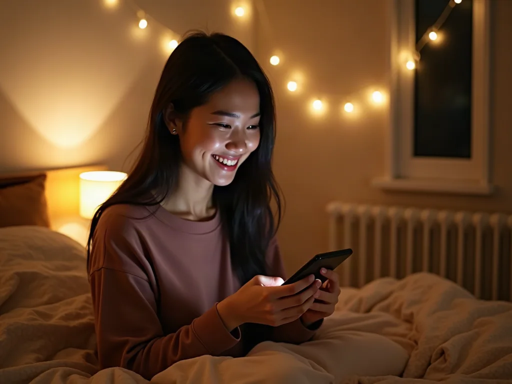 Cô gái cười khi nhận tin nhắn cưa gái qua Facebook Cô gái cười khi nhận tin nhắn cưa gái qua Facebook