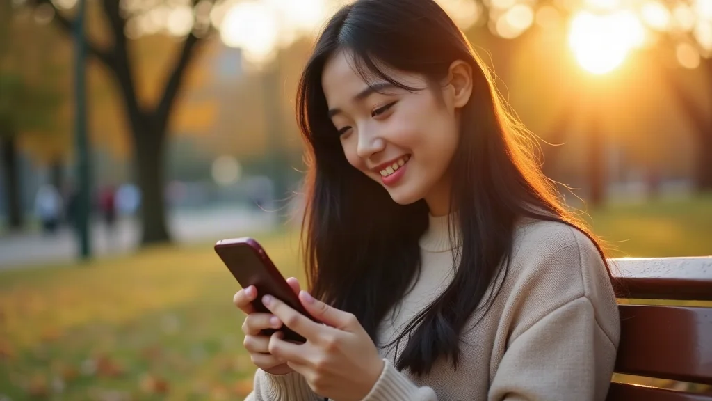 Cô gái mỉm cười khi nhận được tin nhắn hay