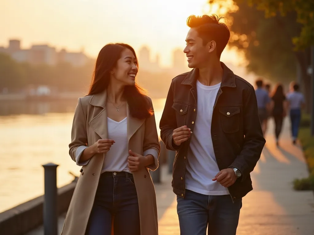 Đôi nam nữ trò chuyện thân mật trên bờ sông giúp xua tan nỗi sợ bị từ chối