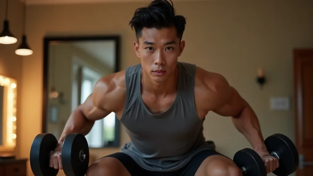 Cách rèn luyện thể lực và body săn chắc tại nhà 2 Rèn luyện thể lực nam với bài tập tạ đơn tại góc phòng tập nhà