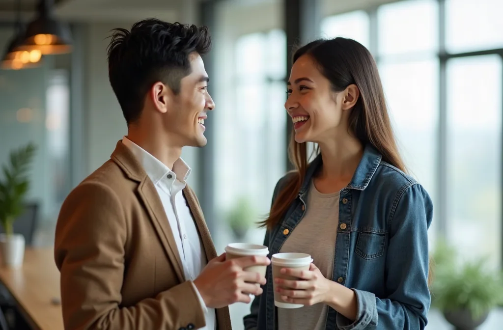 Tán gái đồng nghiệp trò chuyện vui vẻ lúc nghỉ giải lao