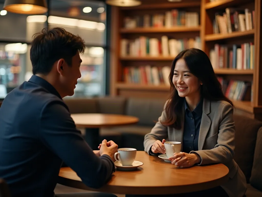 Trò chuyện tinh tế là điểm mấu chốt của cách tán gái kém nhiều tuổi Cách tán gái kém nhiều tuổi lịch sự khi trò chuyện trong quán cà phê sách