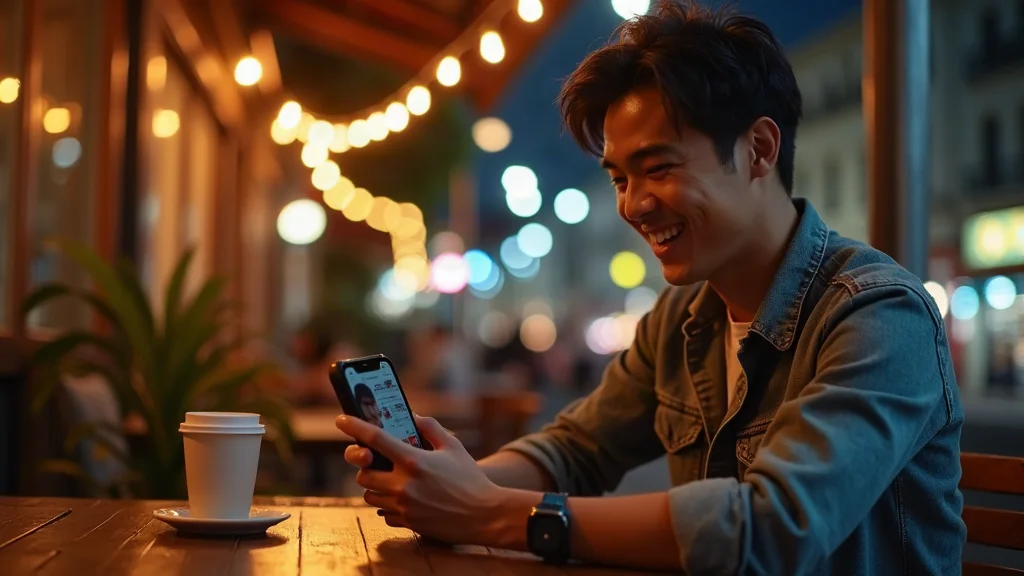 Chàng trai châu Á tự tin tán gái Tinder buổi tối