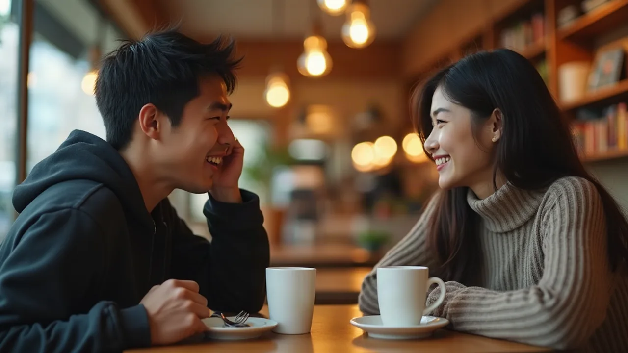 Chàng trai vụng về khi tán gái khiến nàng bật cười ở quán cà phê